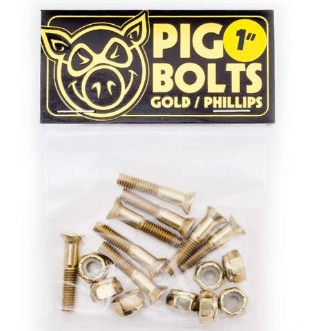 Pig Wheels: 1" Gold Phillips Hardware
