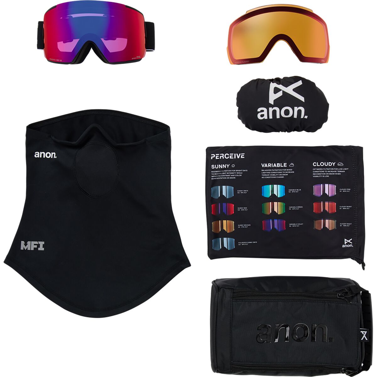 Anon Goggles: M5 Goggles + MFI Mask 2026 - Black/Perceived Sunny Red