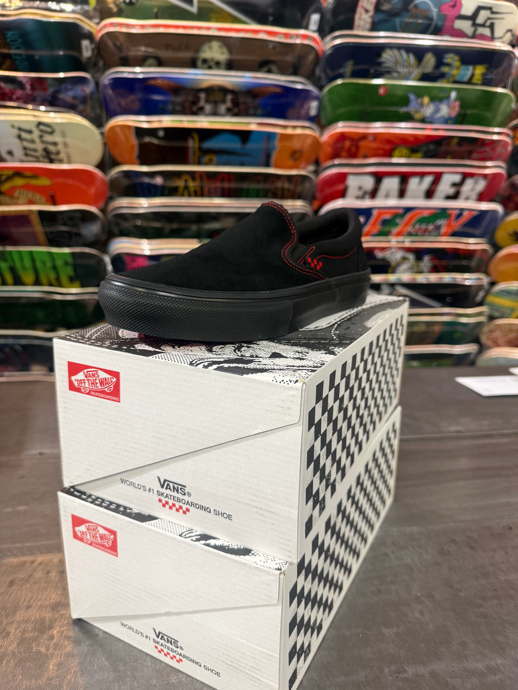 Vans Skate Slip-On - Black/Black Red