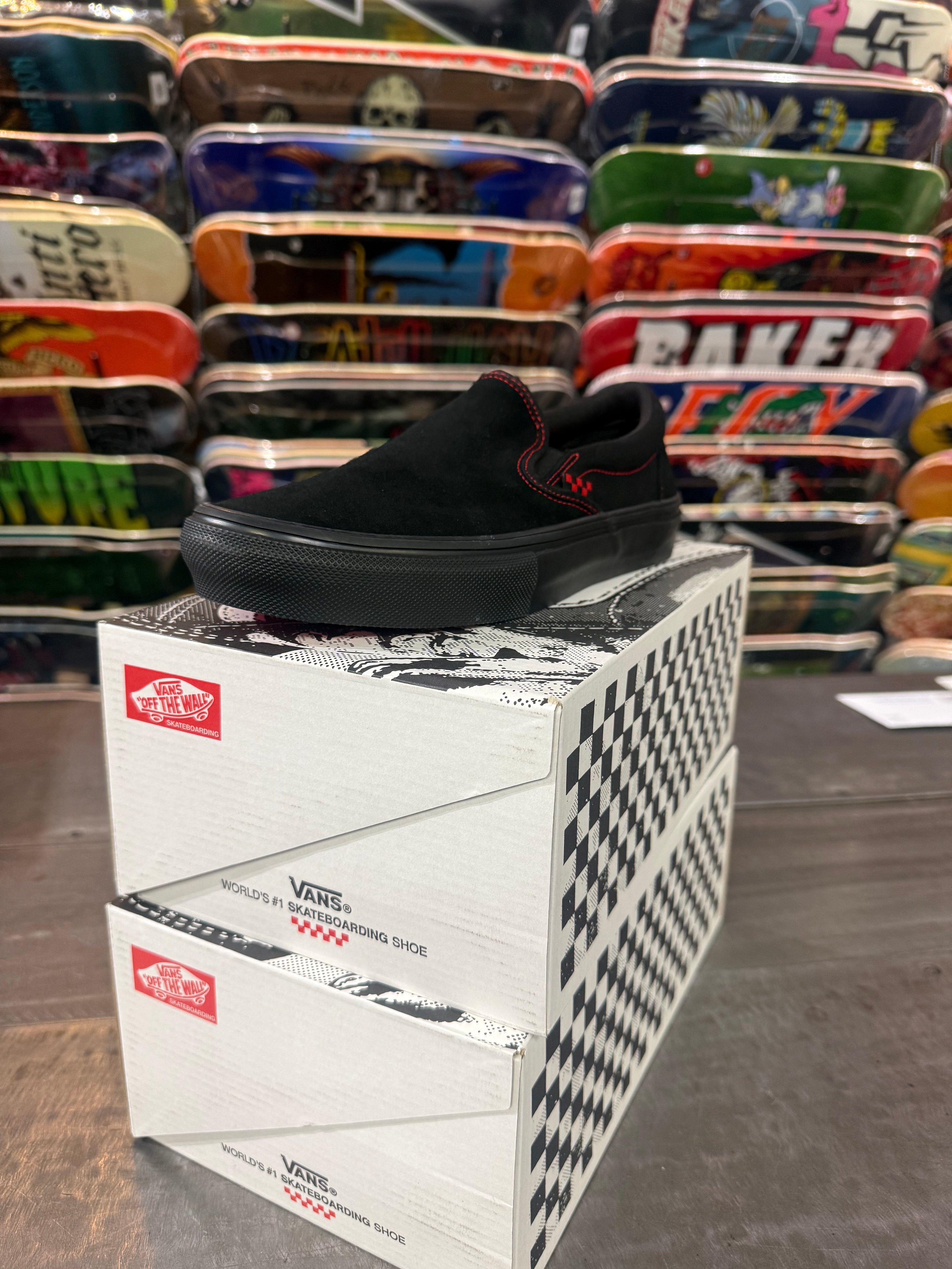 Vans Skate Slip-On - Black/Black Red