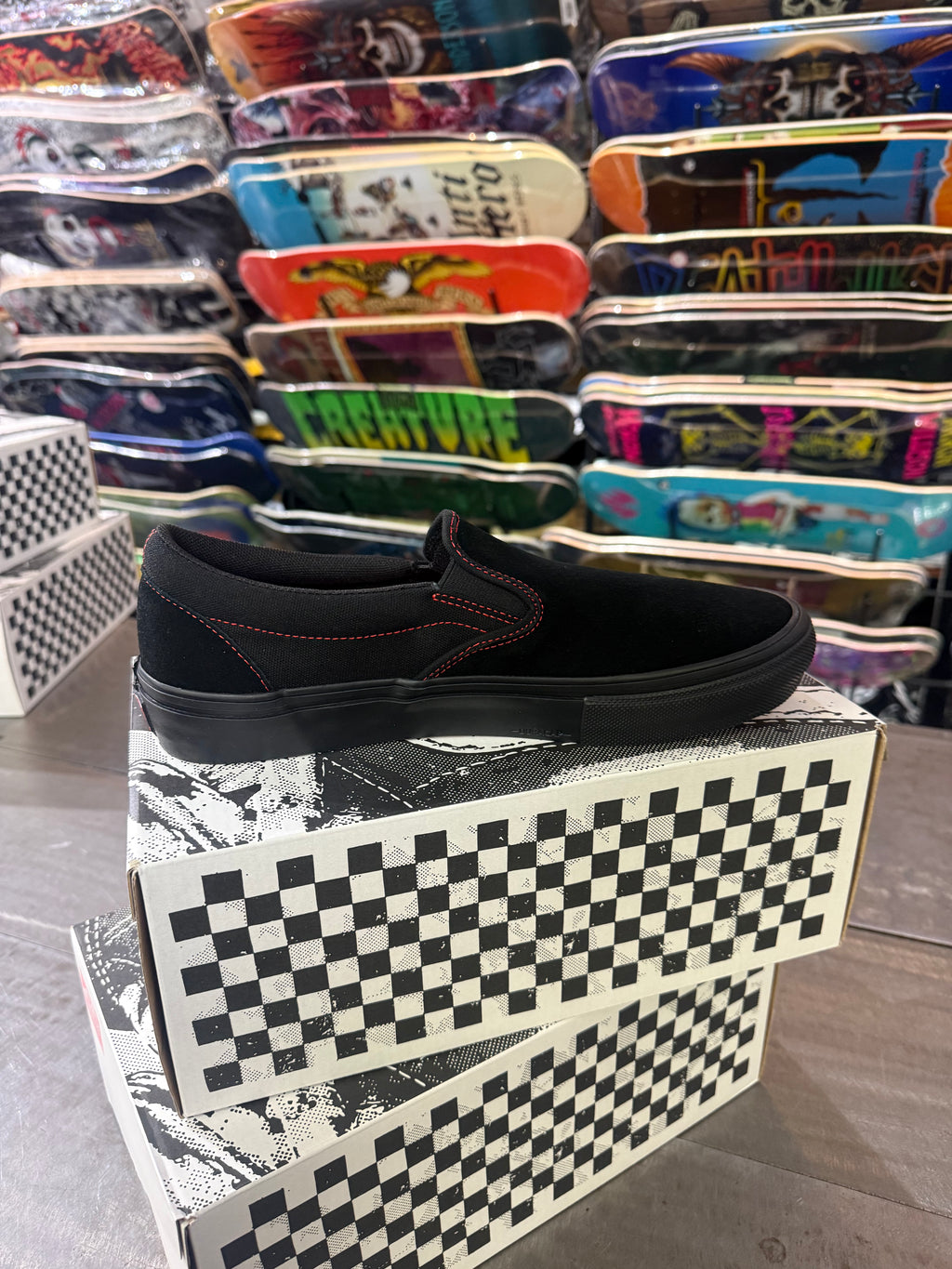 Vans Skate Slip-On - Black/Black Red