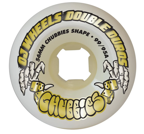 Oj Wheels: 56mm Double Duro White Chubbies Hardline 99a/95a
