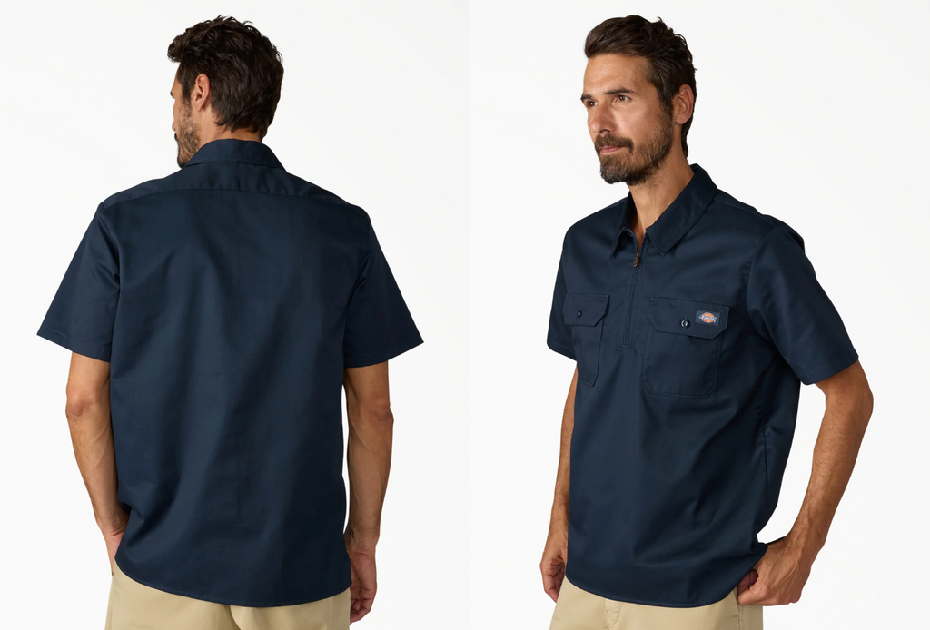 Dickies: 1/4 Zip Short Sleeve Work - Dark Navy