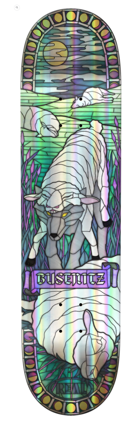 Real Skateboards: 8.38 Busenitz Holographic Cathedral