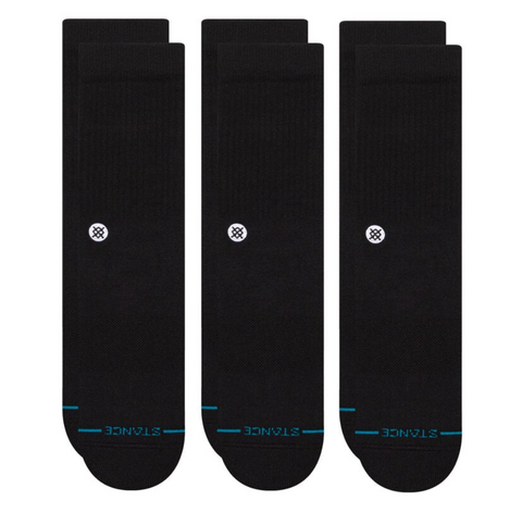 Stance Socks: Icon 3-Pack - Black