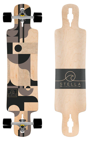 Stella 39” Downhill Dropthrough Abstract Surf Longboard Complete