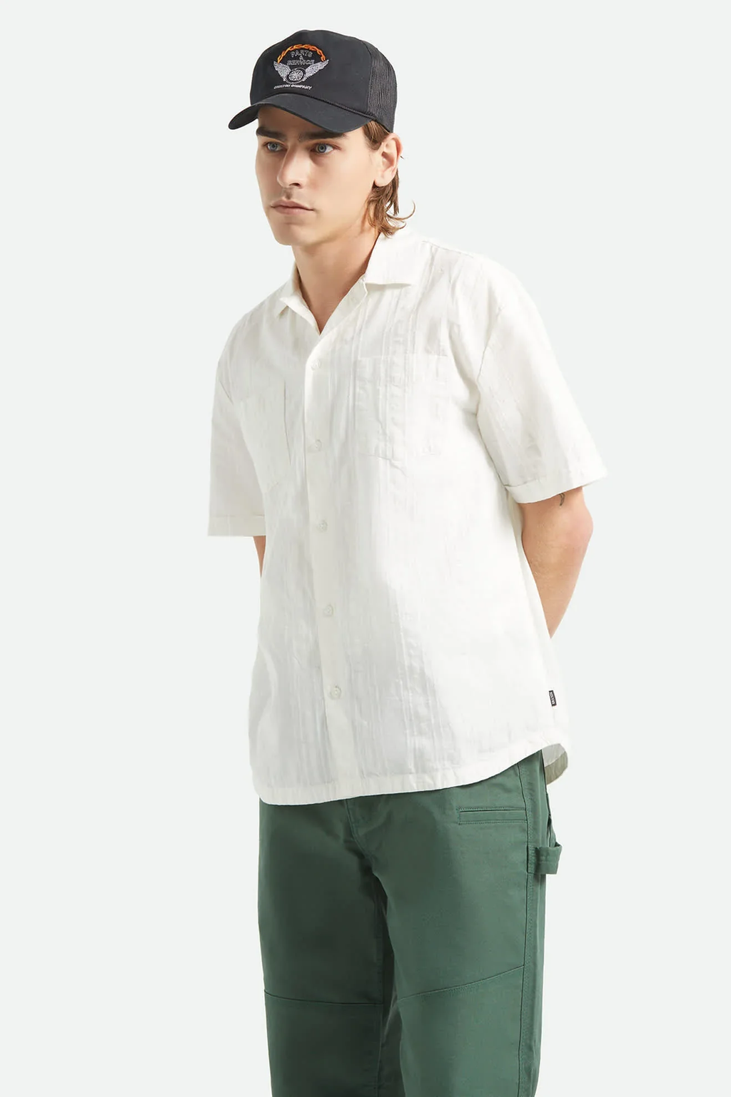 Brixton: Vintage Short Sleeve Woven Shirt - Off White