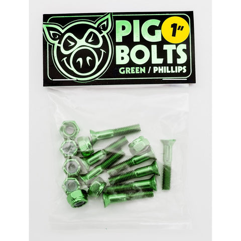 Pig Wheels: 1" Green Phillips Hardware