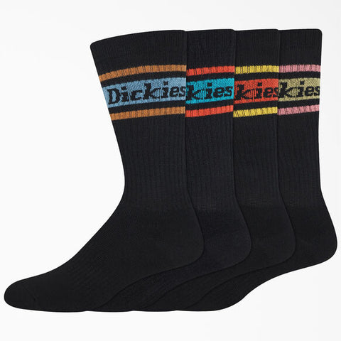 Rugby Stripe Socks, Size 6-12, 4-Pack - Black/Spring Stripe