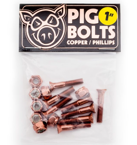 Pig Wheels: 1" Copper Phillips Hardware