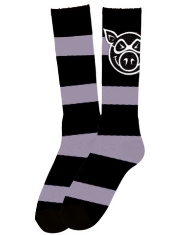 Pig Wheels: Pig Head Striped Tall Sock