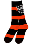 Pig Wheels: Pig Head Striped Tall Sock