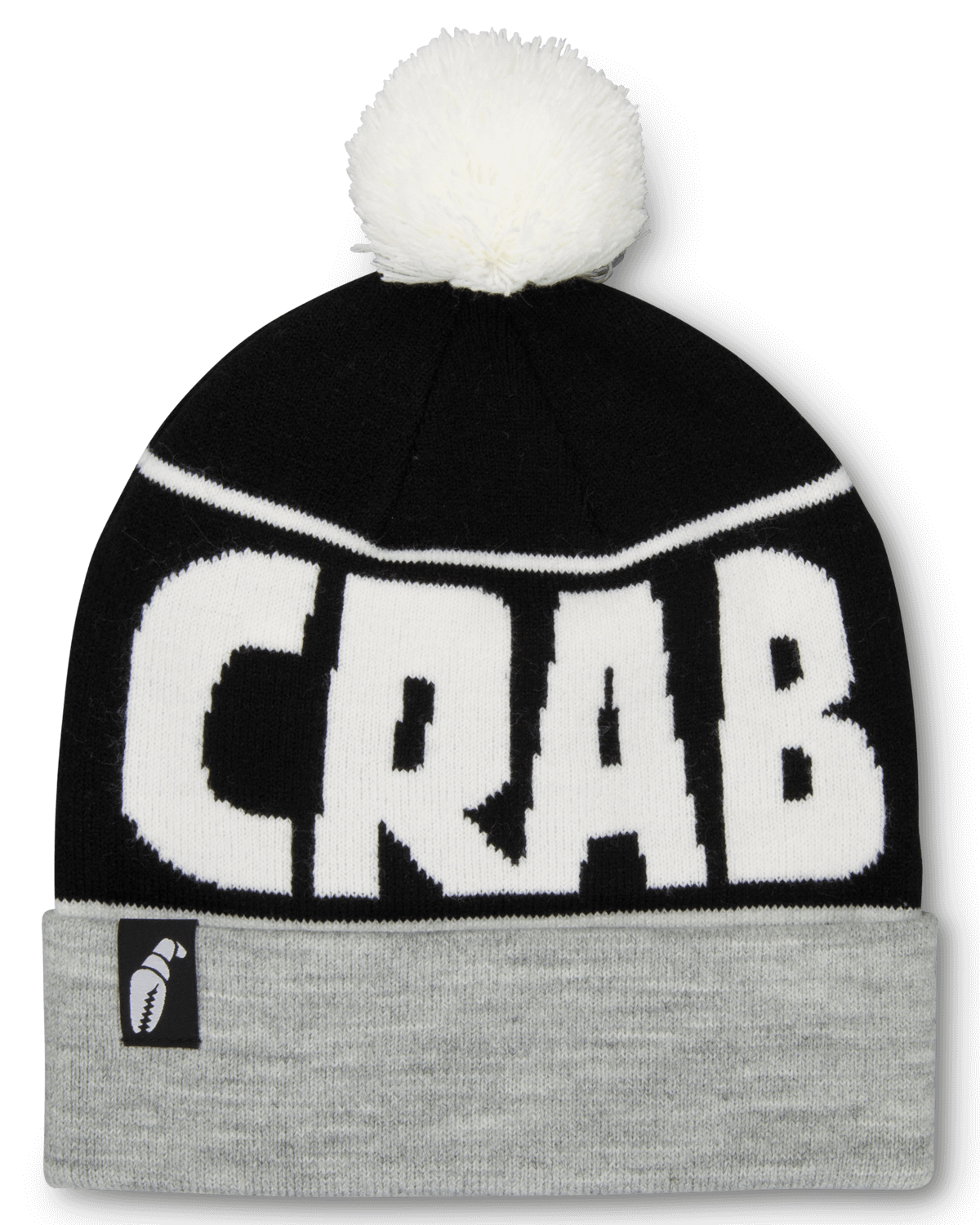 Crab Grab: Pom Beanie - Heather Grey Black